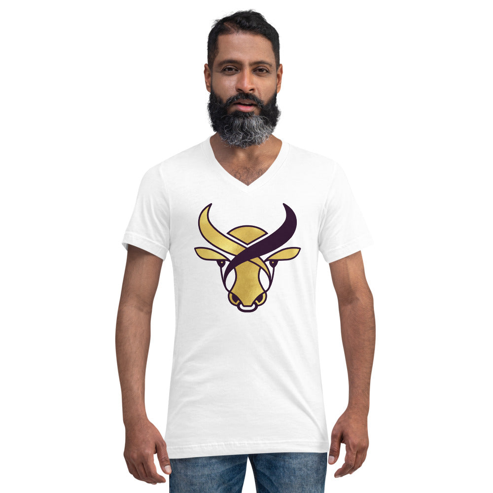 Unisex Short Sleeve V-Neck T-Shirt - Golden ox
