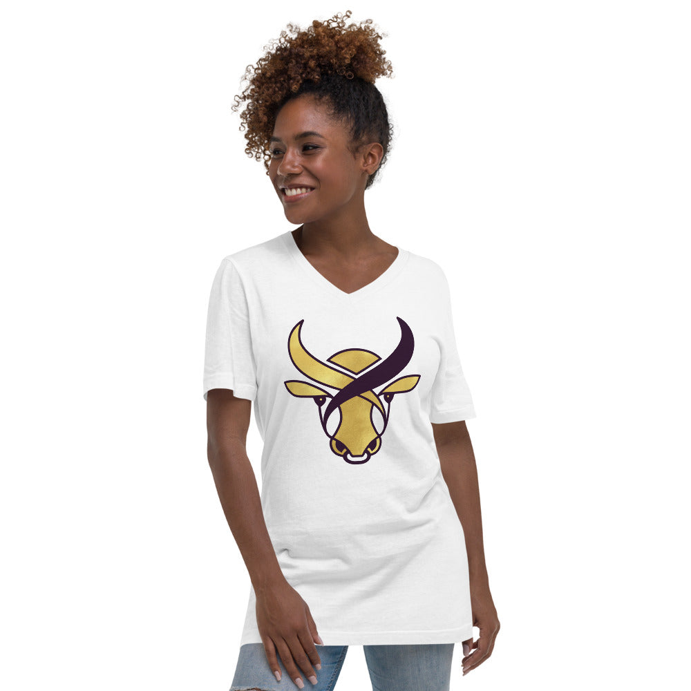Unisex Short Sleeve V-Neck T-Shirt - Golden ox