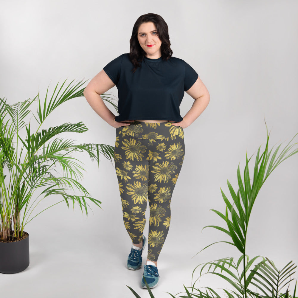 Golden flowers – All-Over Print Plus Size Leggings