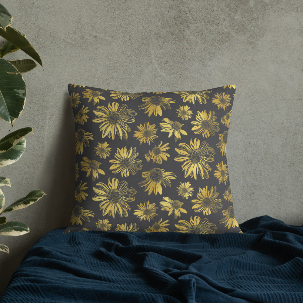 Premium Pillow - Golden flowers