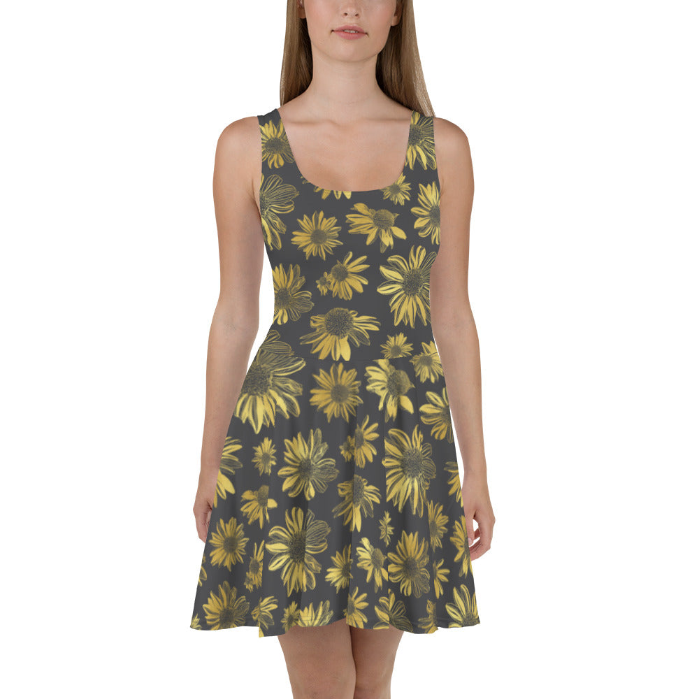 Skater Dress - Golden flowers