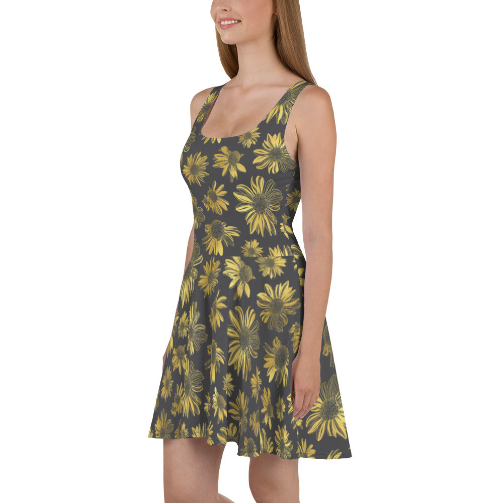 Skater Dress - Golden flowers