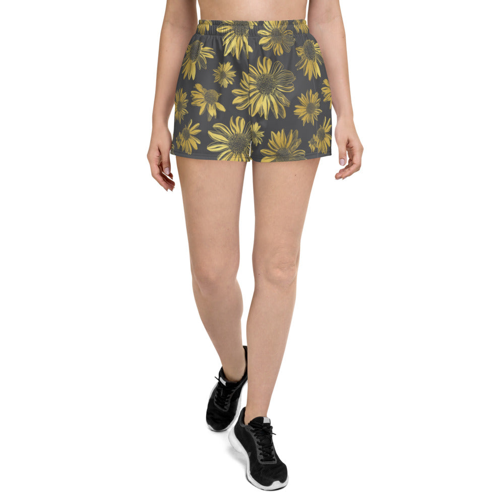 Women's Athletic Short Shorts - Golden flowers