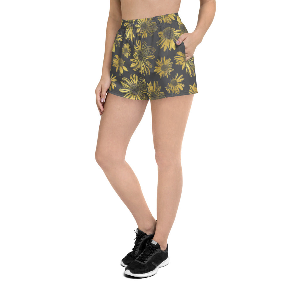 Women's Athletic Short Shorts - Golden flowers