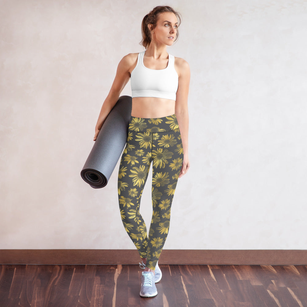 Yoga Leggings - Golden flowers