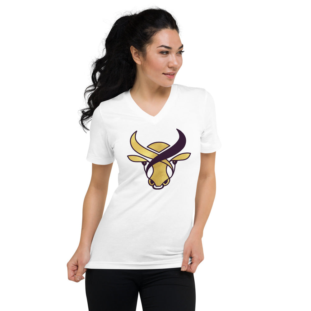Unisex Short Sleeve V-Neck T-Shirt - Golden ox