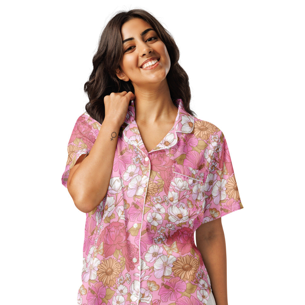 Apple cherry flowers – All-over print women’s short sleeve pajama top