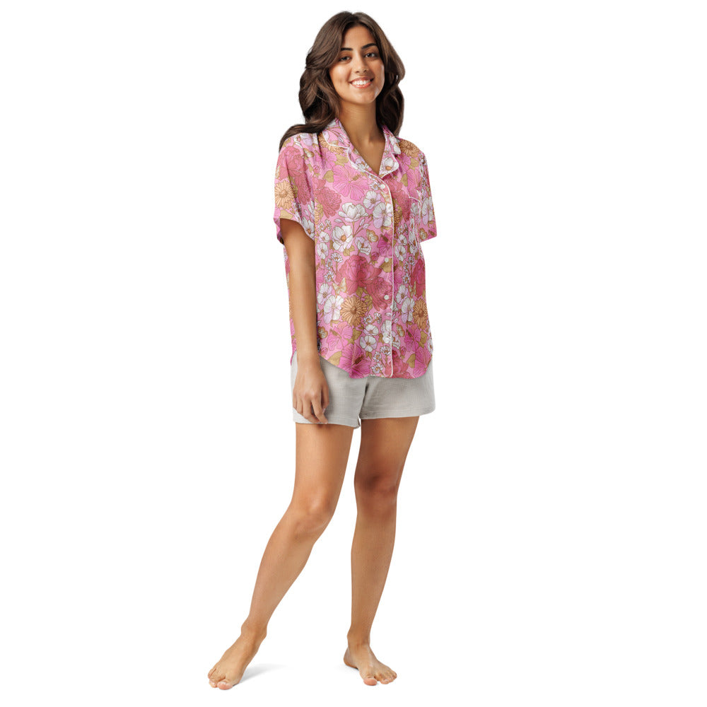 Apple cherry flowers – All-over print women’s short sleeve pajama top