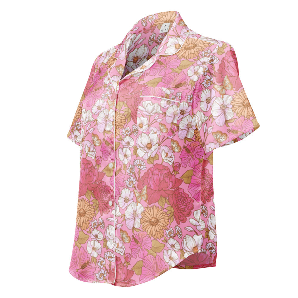 Apple cherry flowers – All-over print women’s short sleeve pajama top