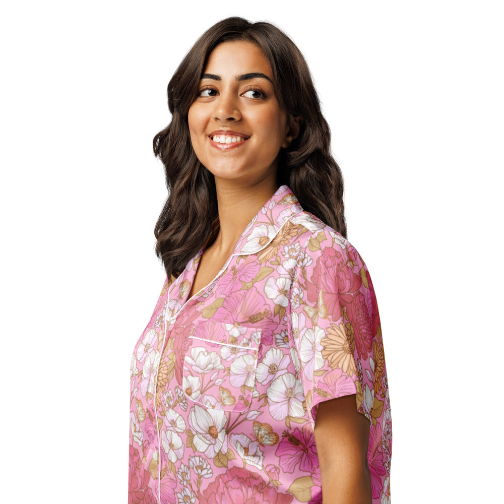 Apple cherry flowers – All-over print women’s short sleeve pajama top
