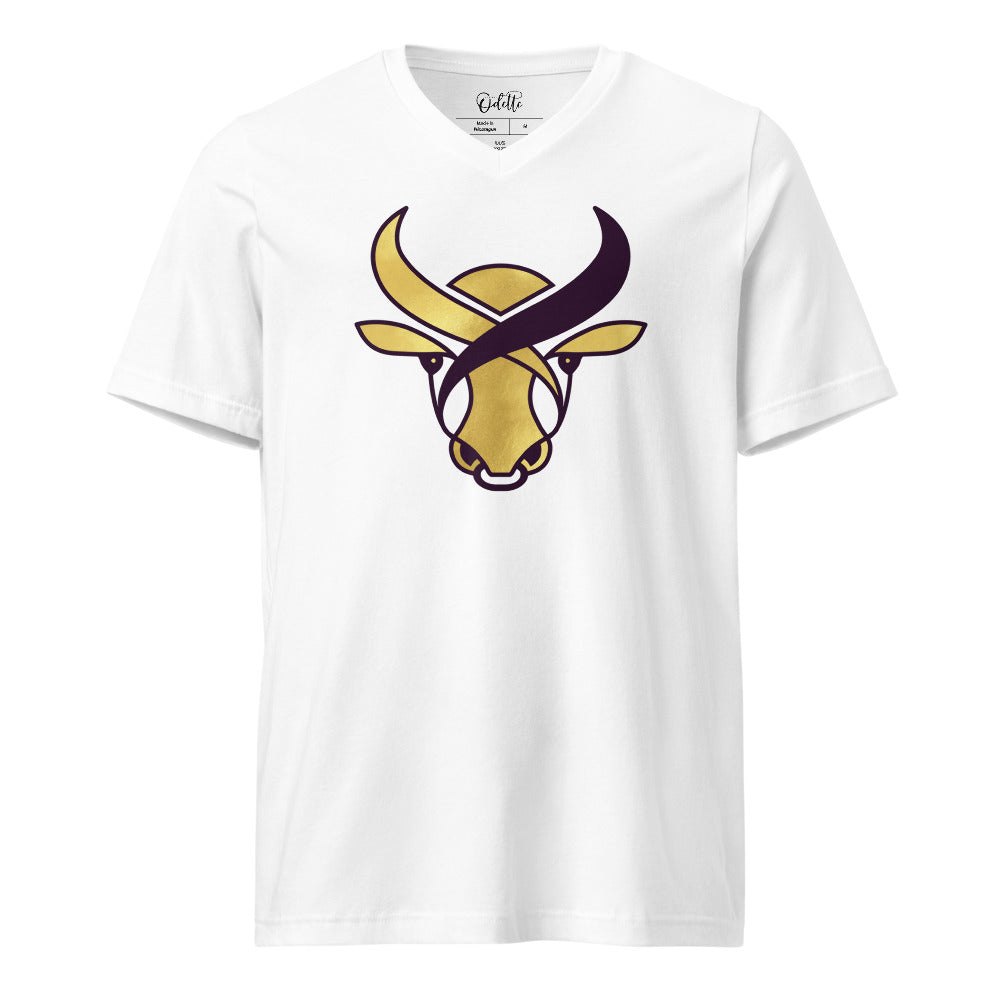 Unisex Short Sleeve V-Neck T-Shirt - Golden ox