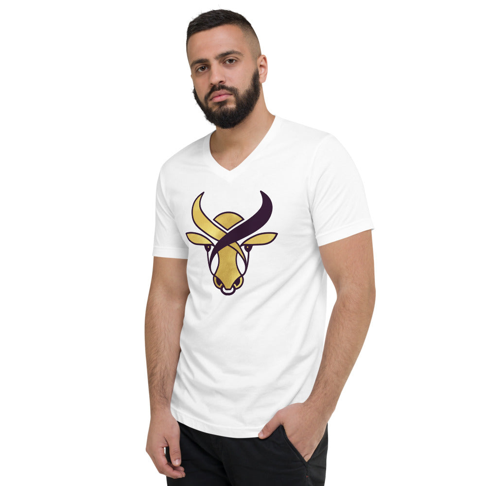 Unisex Short Sleeve V-Neck T-Shirt - Golden ox