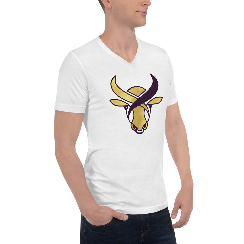 Unisex Short Sleeve V-Neck T-Shirt - Golden ox