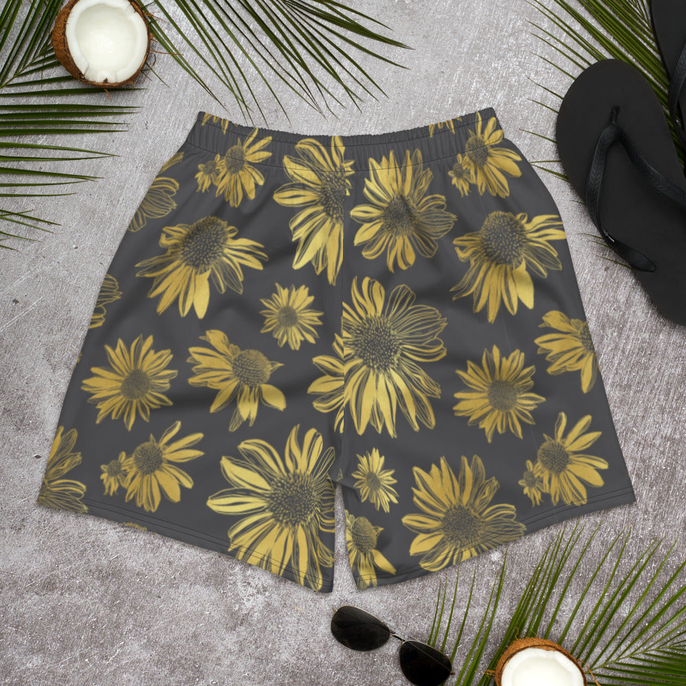 Men's Athletic Long Shorts - Golden flowers