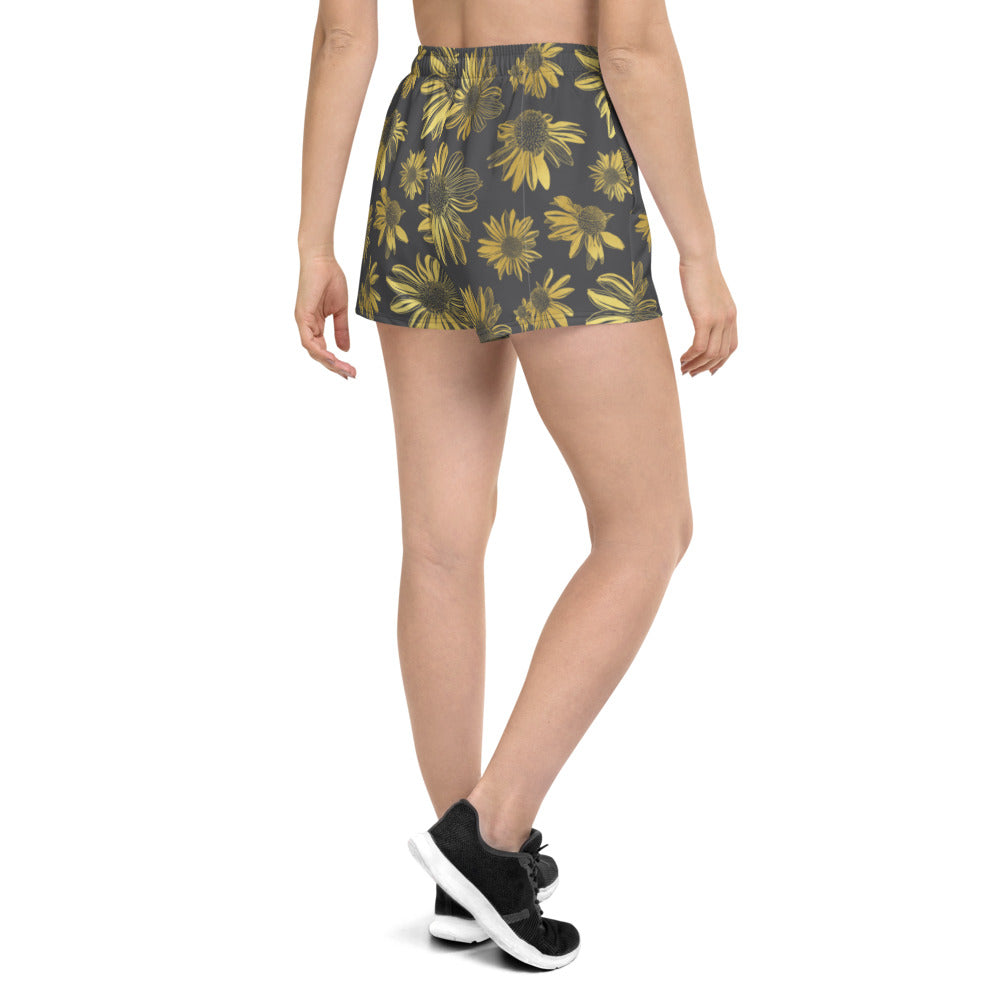 Women's Athletic Short Shorts - Golden flowers
