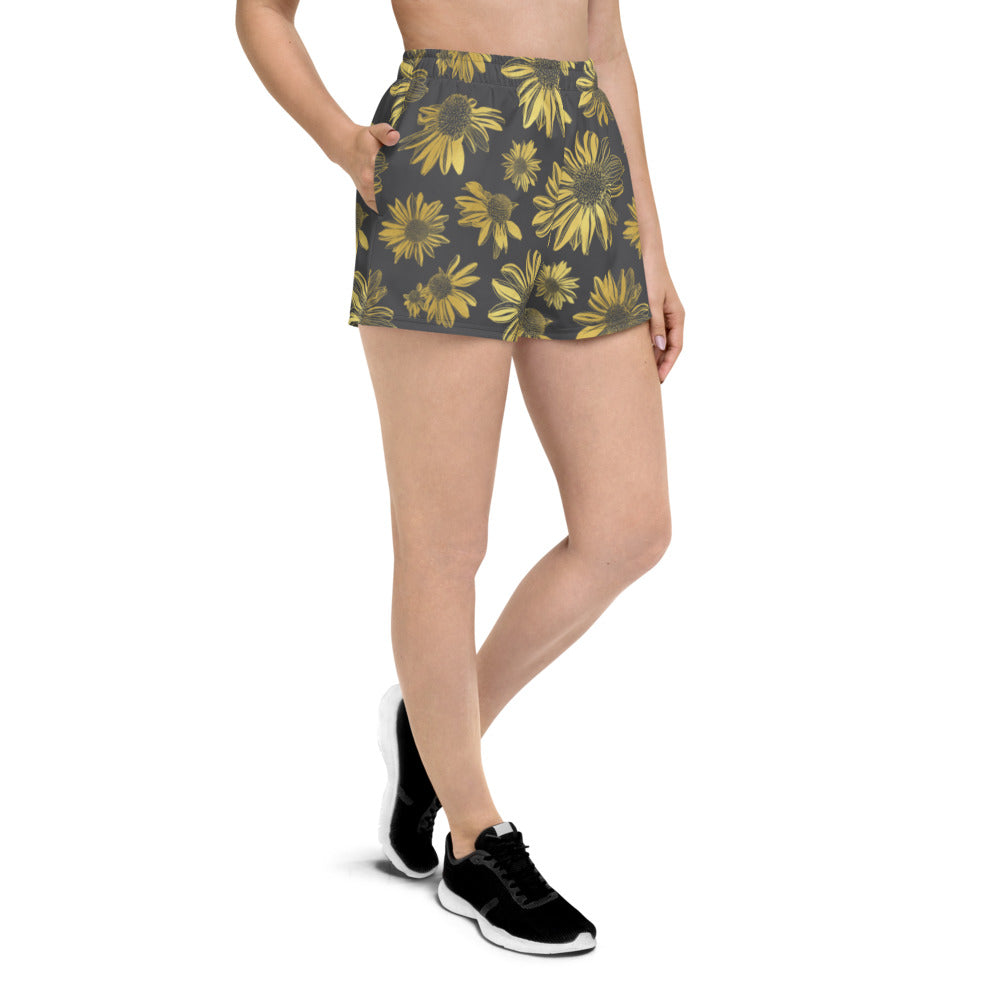 Women's Athletic Short Shorts - Golden flowers