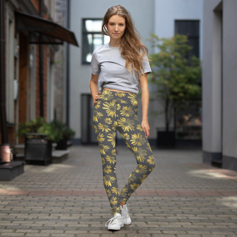 Yoga Leggings - Golden flowers