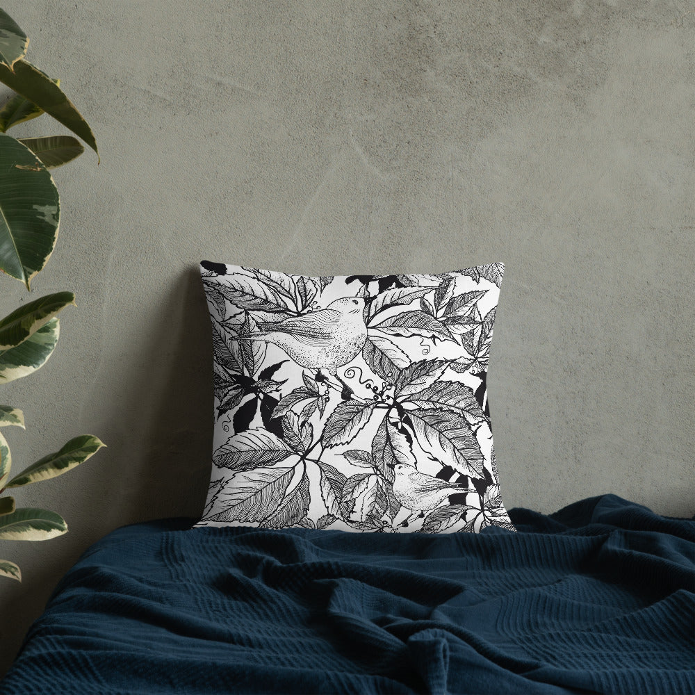 Premium Pillow - Black&White birds