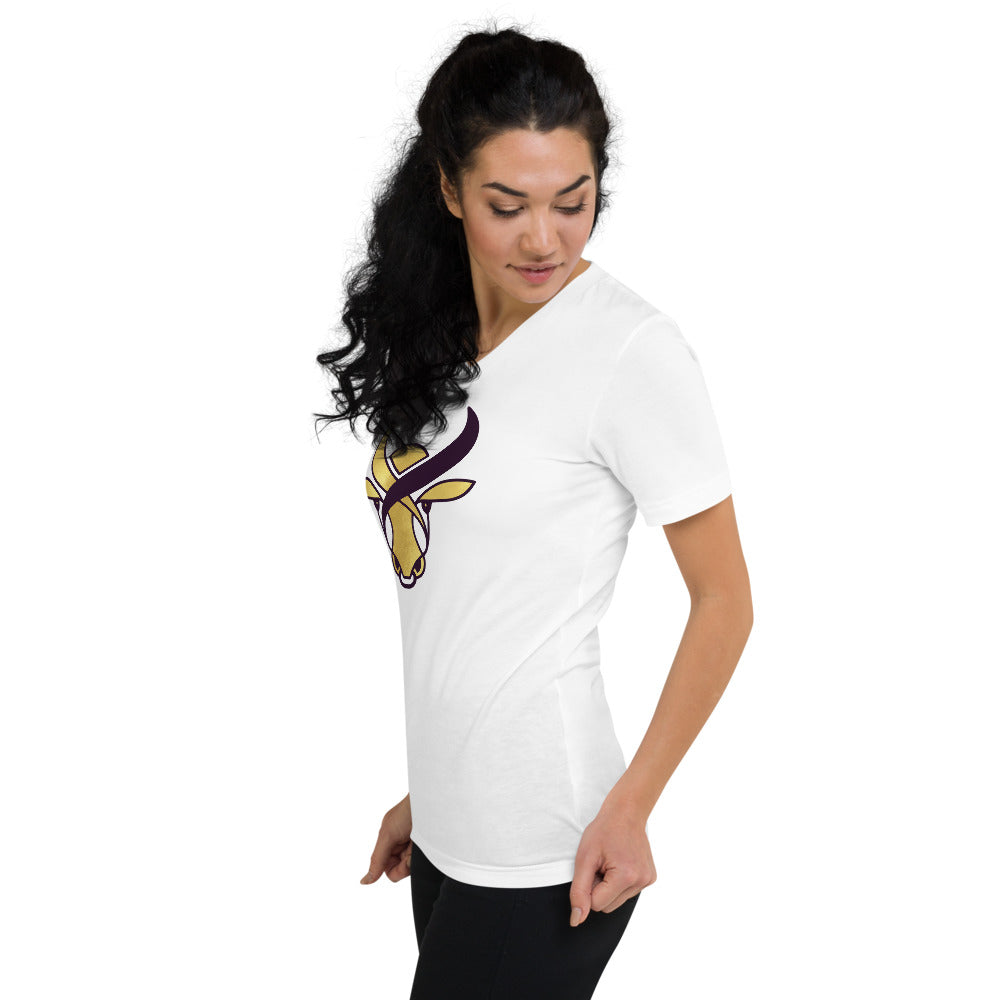Unisex Short Sleeve V-Neck T-Shirt - Golden ox